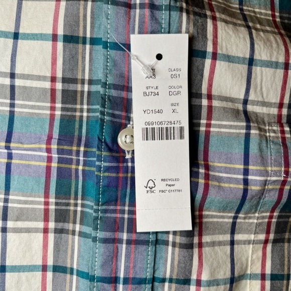 J. CREW, Men's Classic Secret Wash Short Sleeve Plaid Shirt, NWT - Picture 2 of 4